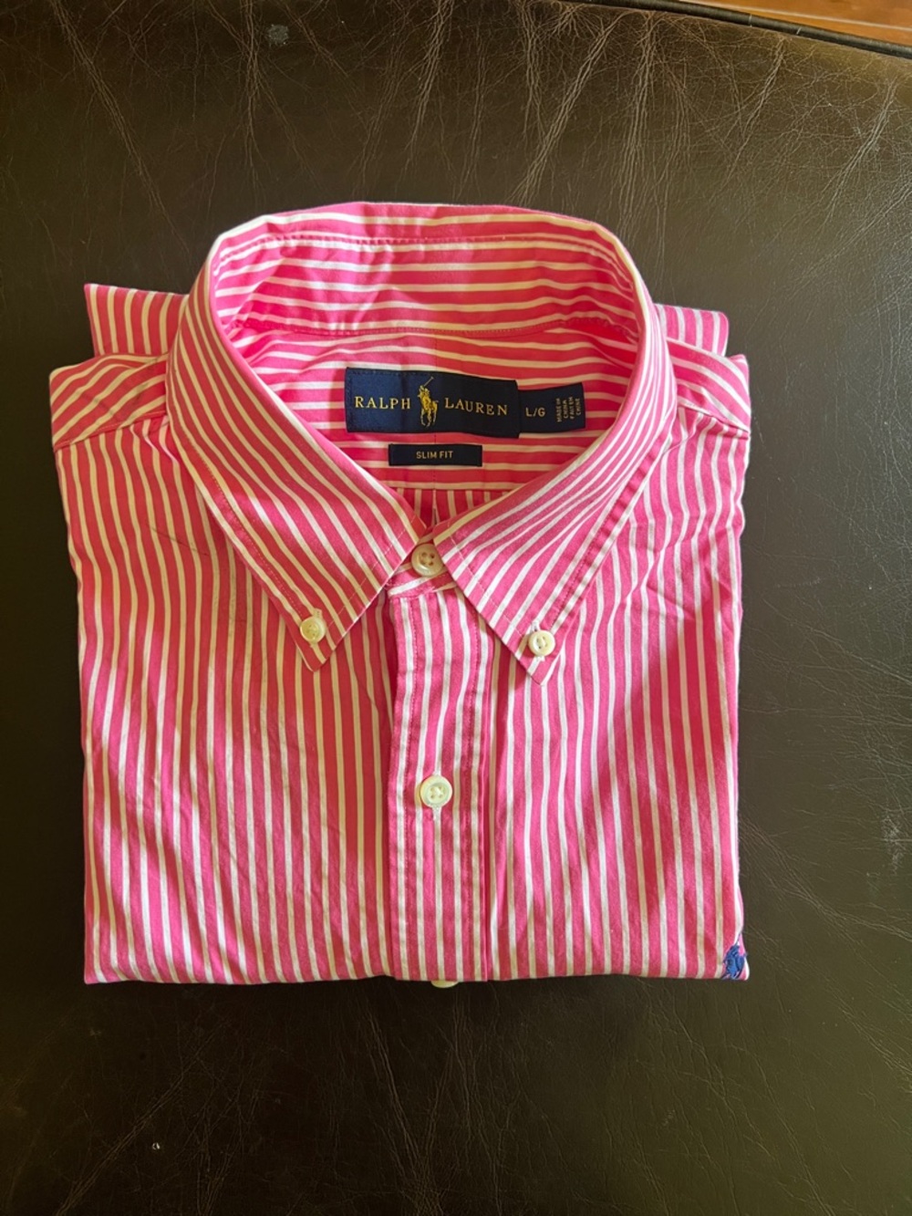 Ralph Lauren Pink and White Striped Button-Down Shirt